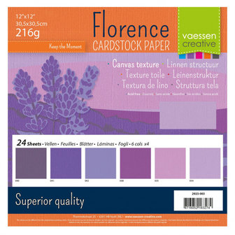 Vaessen Creative - Florence &bull; Cardstock multipack 30,5x30,5cm Paars