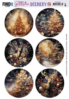 Scenery Push out - Berries Beauties - Frosted Gold Christmas 2 - Round BBSC10063