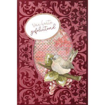 3D and Do -&nbsp; Velvet Cards A6&nbsp; - Precious Marieke - Birds and Berries 3DVC10003