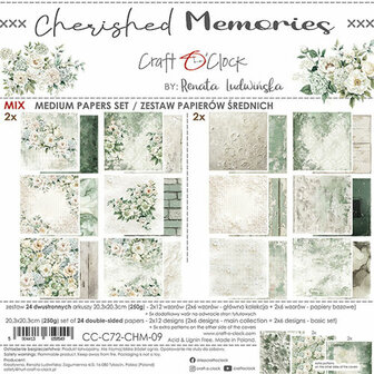 &nbsp; Craft O Clock Set of Mix Papers 20x20 cm Cherished Memories &nbsp;91975/chm09&nbsp;