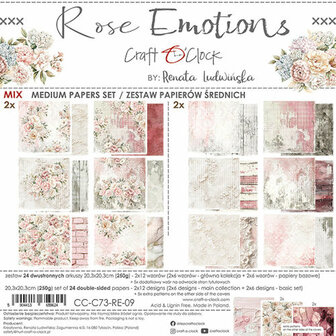 &nbsp; Craft O Clock Set of Mix Papers 20x20 cm Rose Emotions &nbsp;91975/re09&nbsp;