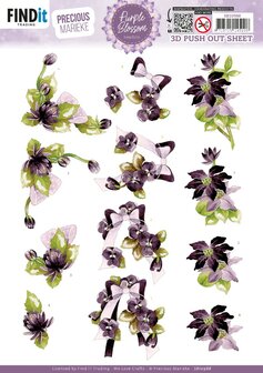 3D Push out Sheet - Precious Marieke - Purple Blossom - Purple SB10988