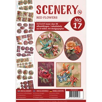 Push Out book Scenery 17 - Red Flowers POS10017