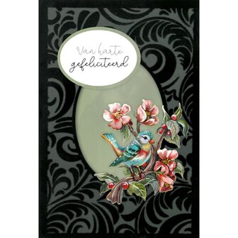3D Velvet Cards A6- Colorful Birds 3DVC10005