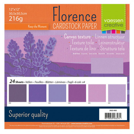 Vaessen Creative - Florence • Cardstock multipack 30,5x30,5cm Paars