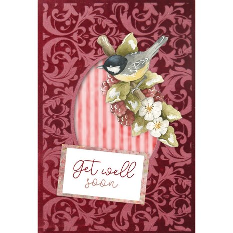 3D and Do -  Velvet Cards A6  - Precious Marieke - Birds and Berries 3DVC10003