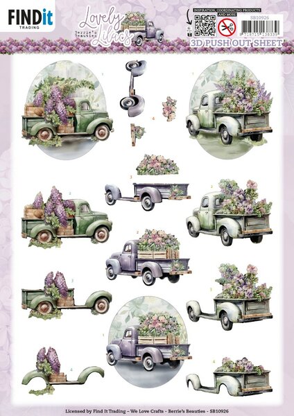 3D Push Out - Berries Beauties - Lovely Lilacs - Lovely Cars SB10926