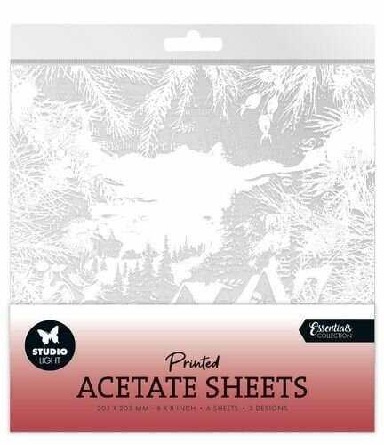 Studio Light Acetate sheet Snowy town, pine&amp;verses Essent. nr.07 SL-ES-ACS07 203x203mm