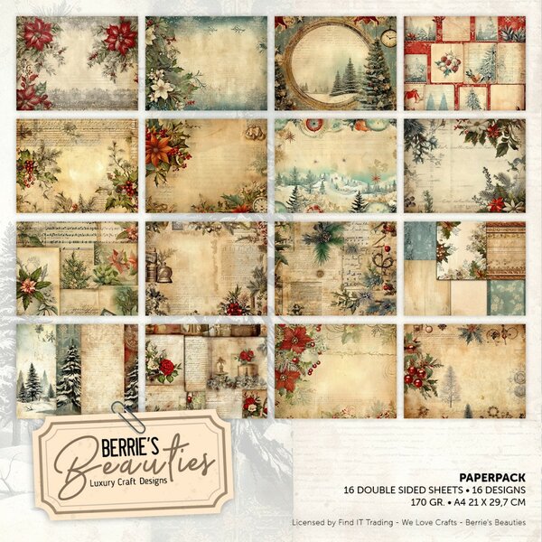 Paperpack - Berries Beauties - Vintage Christmas - A4 BBPPA410003