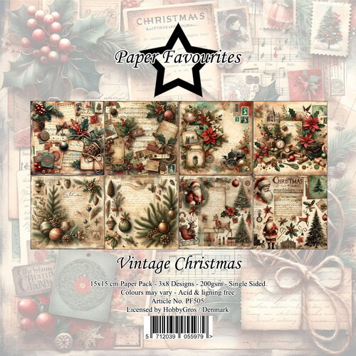 &nbsp; Paper Favourites 15x15 cm Vintage Christmas &nbsp;PF505&nbsp;