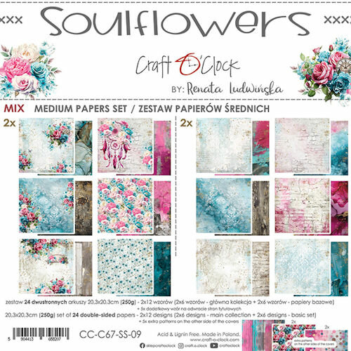 &nbsp; Craft O Clock Set of Mix Papers 20x20 cm Soulflowers &nbsp;CC-C67-SS-09&nbsp;