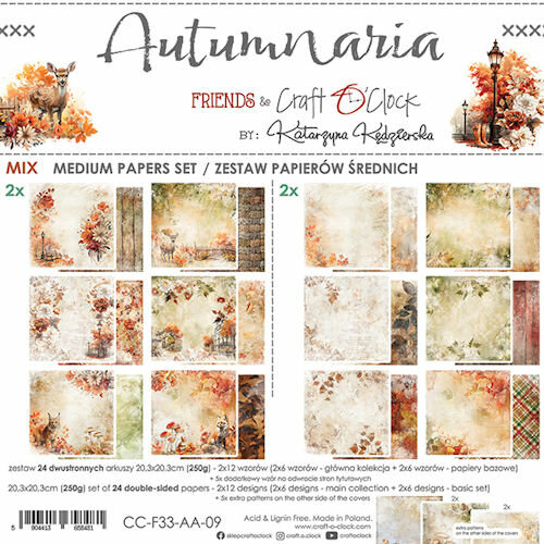 &nbsp; Craft O Clock Basic Paper Pack 20x20 cm Autumnaria &nbsp;CC-F33-AA-08&nbsp;