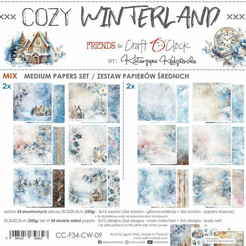 &nbsp; Craft O Clock Set of Mix Papers 20x20 cm Winterland &nbsp;CC-F37-CW-09