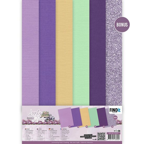 Linen Cardstock Pack - Berries Beauties - Lovely Lilacs - A4 BB-A4-10005