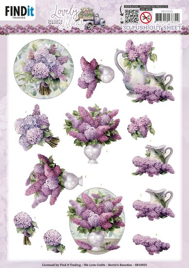 3D Push Out - Berries Beauties - Lovely Lilacs - Lovely Bouquets SB10925