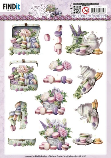 3D Push Out - Berries Beauties - Lovely Lilacs - Lovely Macarons SB10927