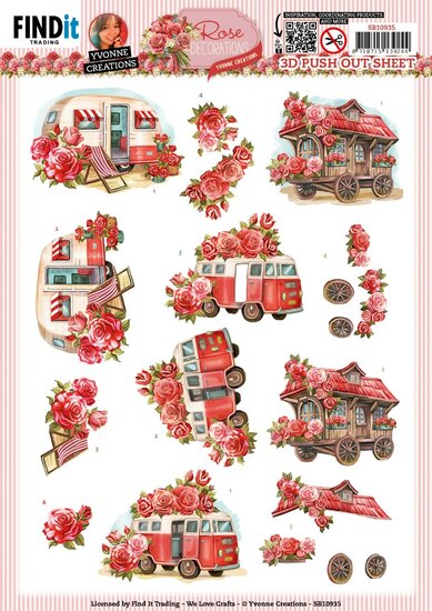 3D Push Out - Yvonne Creations - Rose Decorations - Rose Transport SB10935