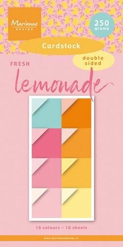 Marianne D Cardstock Fresh Lemonade PK9191 15x30 cm, 16 colours, double sided, 16 sheets