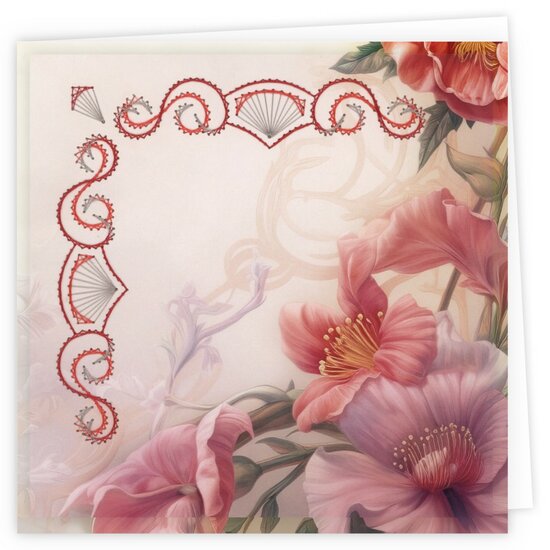 Stitch and Do Cards - Red Flowers STDOPP002