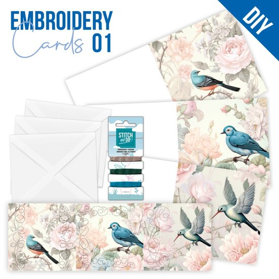 Stitch and Do Cards - Blue Birds STDOPP001