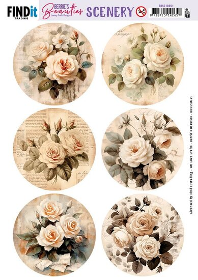 Push-Out Scenery - Berries Beauties - Brocante Roses - Round BBSC10051