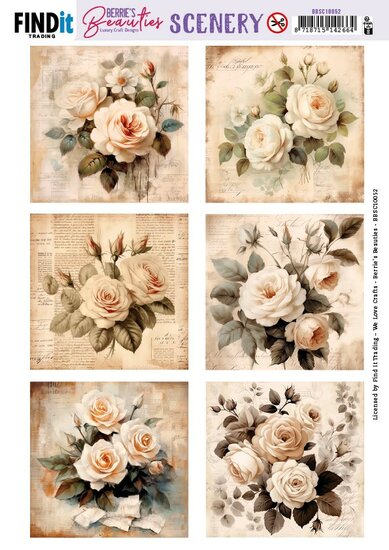 Push-Out Scenery - Berries Beauties - Brocante Roses - Square BBSC10052