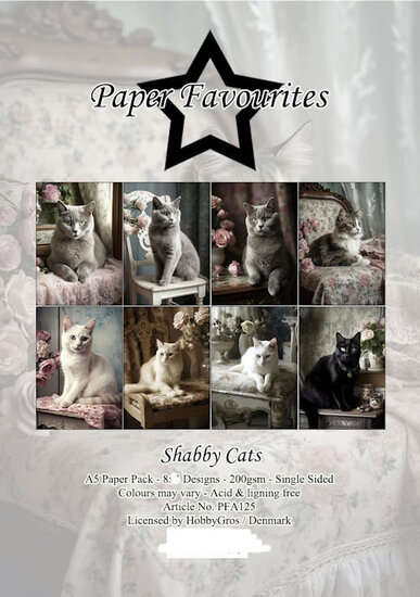 &nbsp; Actiepakketje Paper Favourites Shabby Cats &nbsp;PFA125&nbsp;