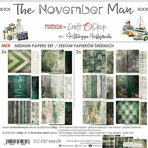 Craft O Clock Set of Mix Papers 20x20 cm The November Man CC-F37-NM-09