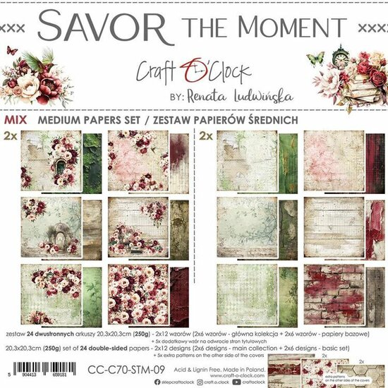 Craft O Clock Set of Mix Papers 20x20 cm TSAVOR The Moment CC-C70-STM-09