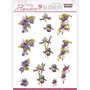 SB10498 3D Push Out - Precious Marieke - Pretty Flowers - Purple Flowers